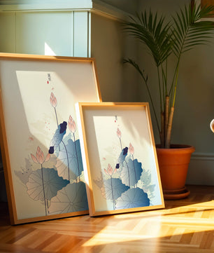 Lotus flower and dragonflies in elegant pastel illustration