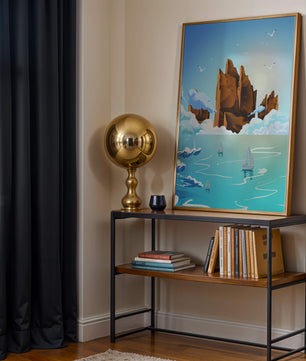 Majestic Sea Cliffs and Sailboats in Serene Landscape