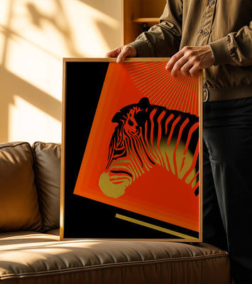 Abstract Zebra with Vibrant Colors and Golden Elements