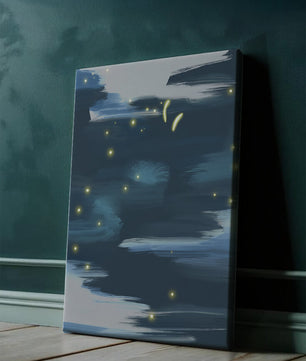 Ciel nocturne abstrait avec lucioles lumineuses