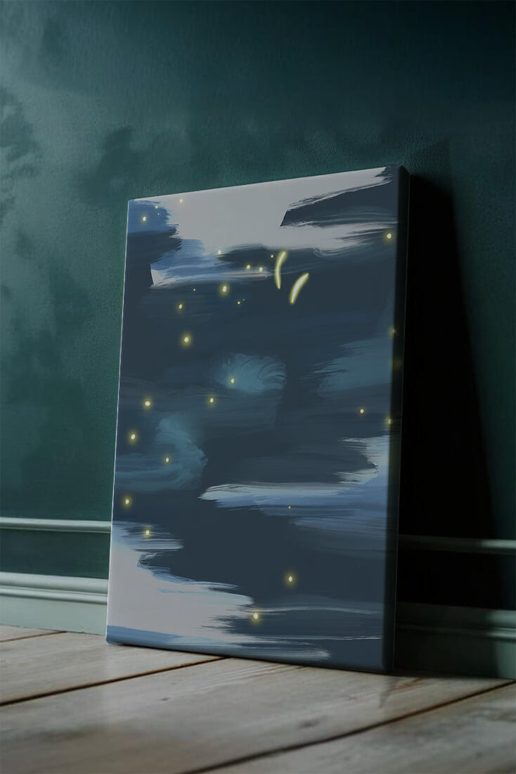 Ciel nocturne abstrait avec lucioles lumineuses
