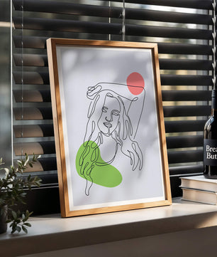 Line Art Portrait with Abstract Shapes in Minimalist Style - Mi tienda