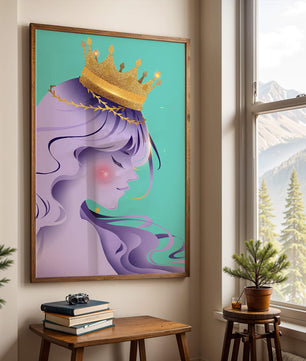 Elegant Purple-Haired Princess with Gold Crown - Mi tienda