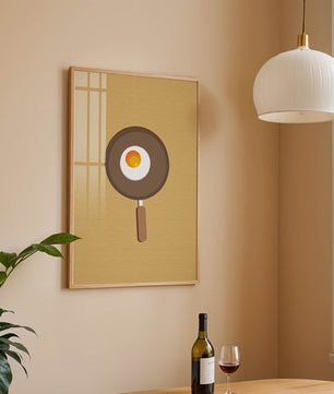Fried Egg in a Pan on a Light Brown Background - Mi tienda