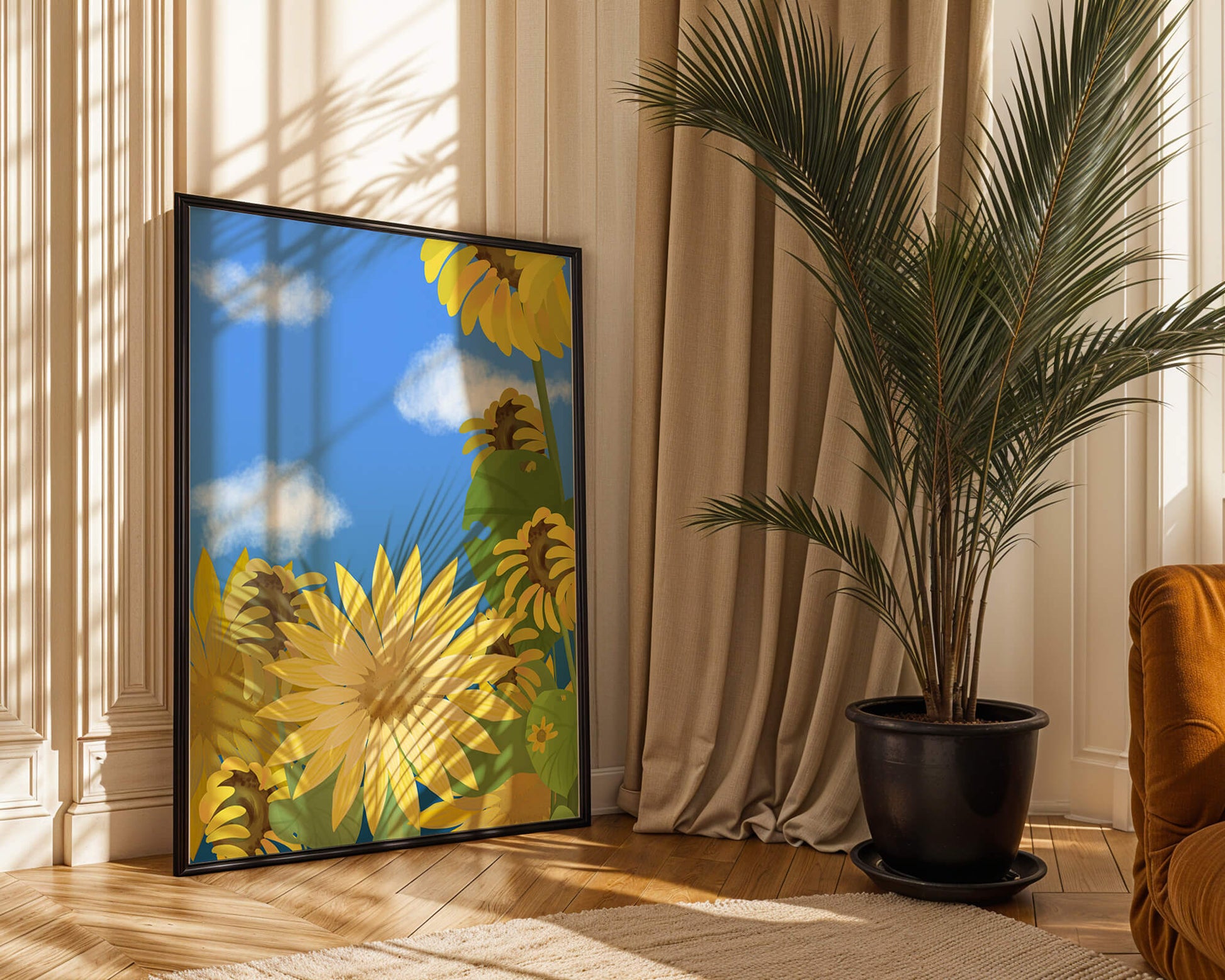 Sunny Sunflowers Against a Bright Blue Sky