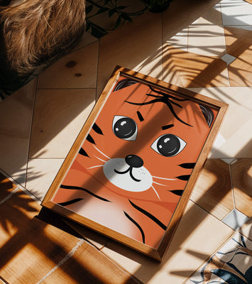 Adorable tiger face illustration with bold features