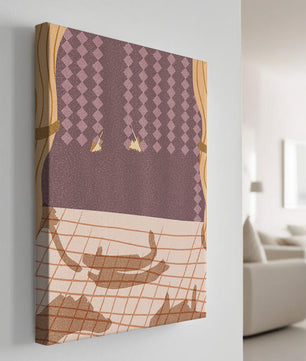 Intérieur abstrait avec ombres de chats sur sol à damier