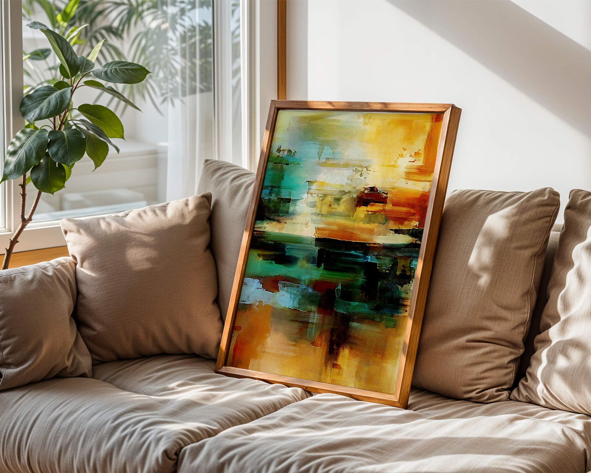 Abstract Landscape with Vivid Colors and Dynamic Brushstrokes
