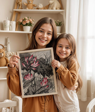Illustration complexe de fleurs de lotus roses avec des feuilles