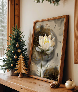 Illustration of a lotus flower with golden accents
