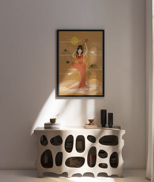 Serene Oriental Woman Playing Instrument Amidst Nature - Mi tienda