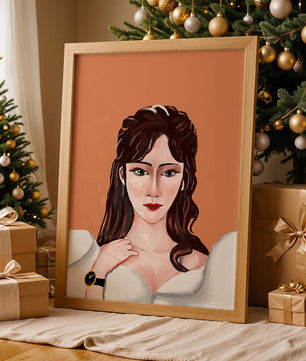 Retrato de una mujer con peinado elegante y reloj dorado