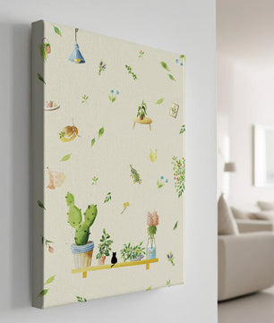 Illustration décorative avec des plantes et des éléments chaleureux