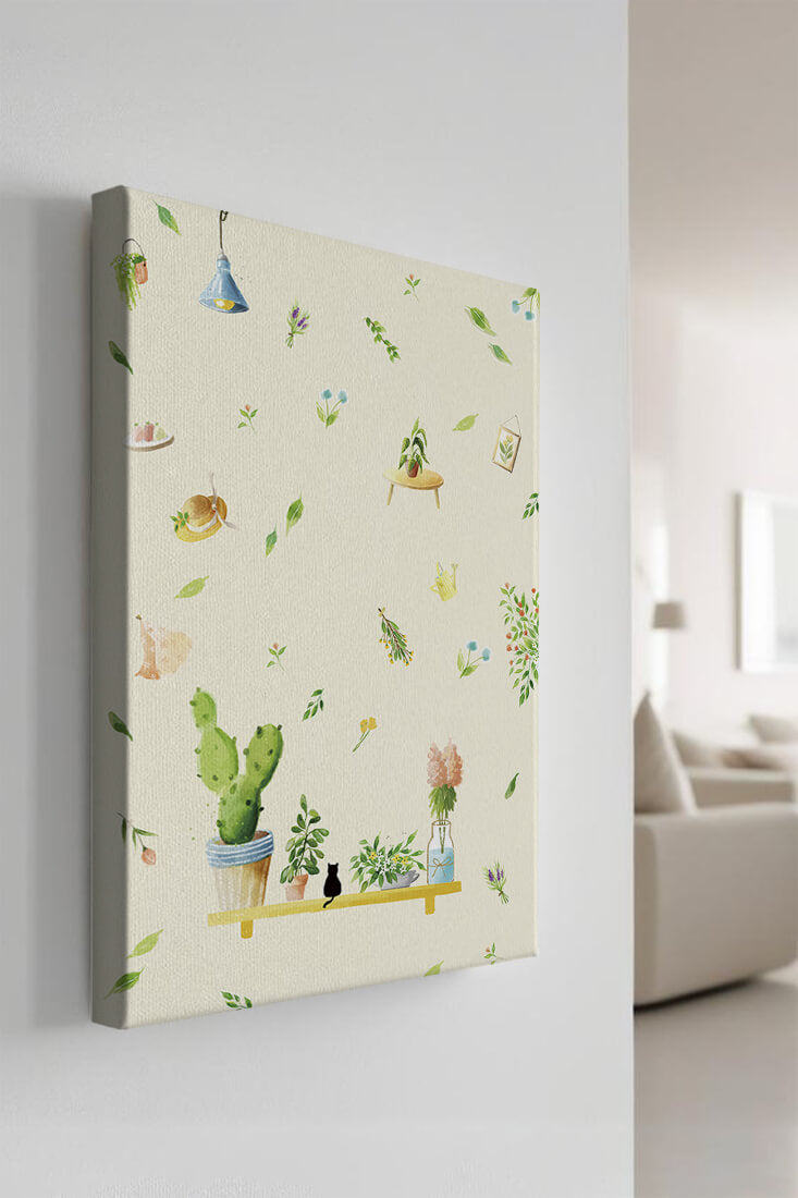 Illustration décorative avec des plantes et des éléments chaleureux