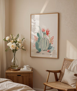 Colorful Cactus Arrangement With Red Blooms And Desert Plants - Mi tienda