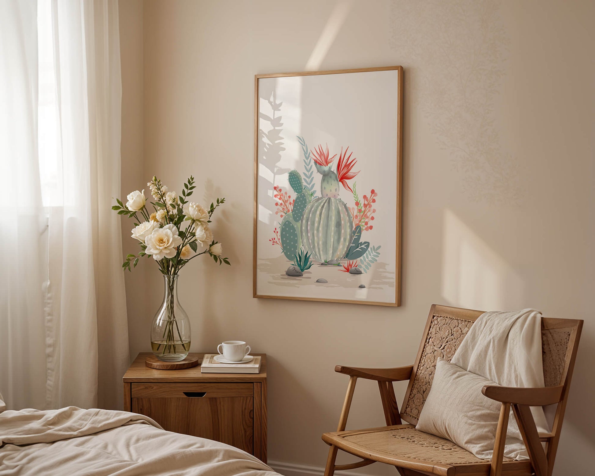 Colorful Cactus Arrangement With Red Blooms And Desert Plants - Mi tienda