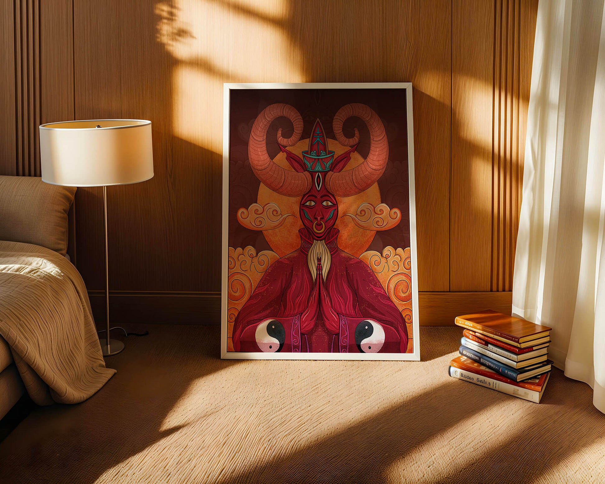 Mythical creature artwork with intricate patterns and symbolism