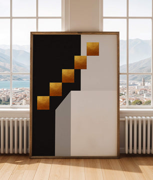 Modern abstract geometric artwork with gold accents - Mi tienda