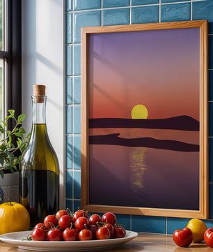 Sunset Over Tranquil Water with Vibrant Sky