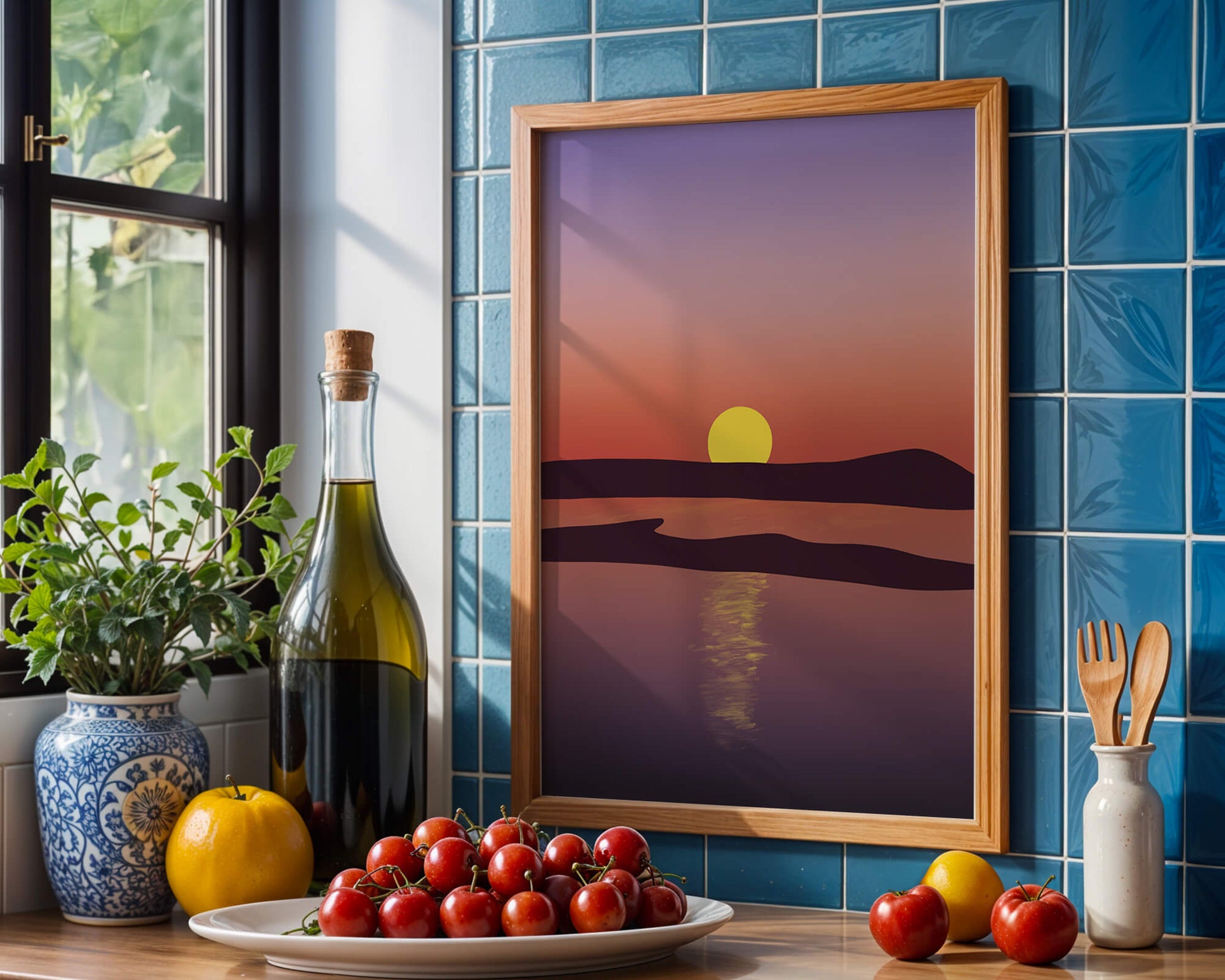 Sunset Over Tranquil Water with Vibrant Sky