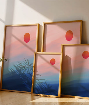 Sunset Over Ocean with Colorful Sky