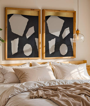 Abstract geometric design with golden accents and stone texture