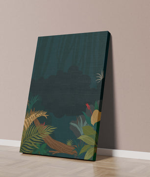 Illustrated Jungle Landscape with Lush Foliage