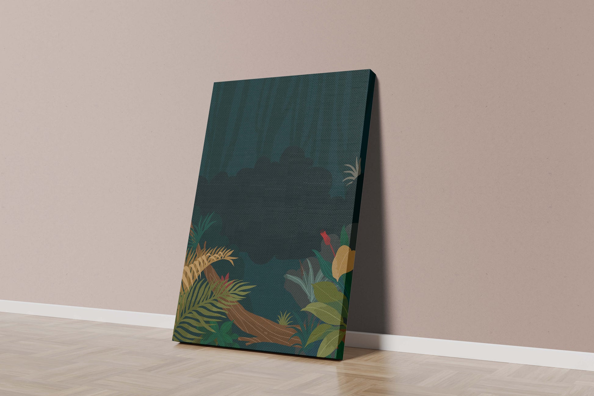 Illustrated Jungle Landscape with Lush Foliage