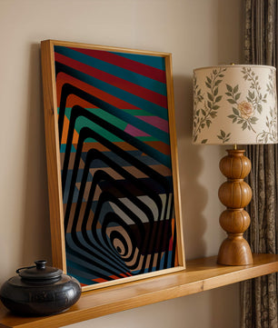 Arte abstracto geométrico colorido con rayas concéntricas