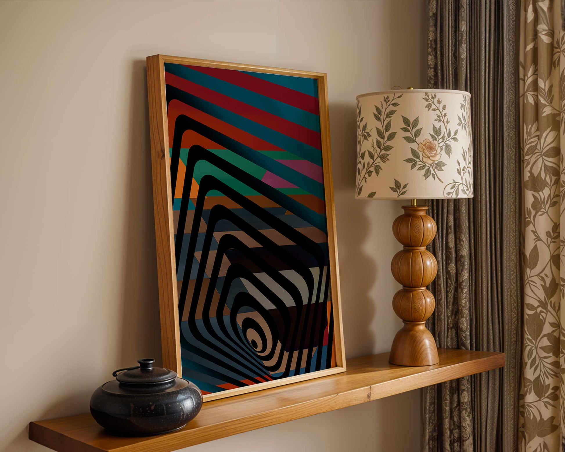 Colorful Geometric Abstract Art with Concentric Stripes