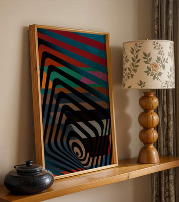 Colorful Geometric Abstract Art with Concentric Stripes