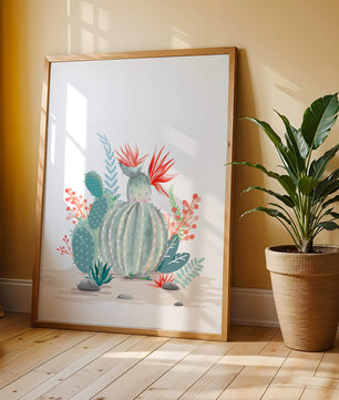 Colorful Cactus Arrangement With Red Blooms And Desert Plants - Mi tienda