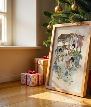 Charmante illustration des arts textiles traditionnels dans un cadre serein