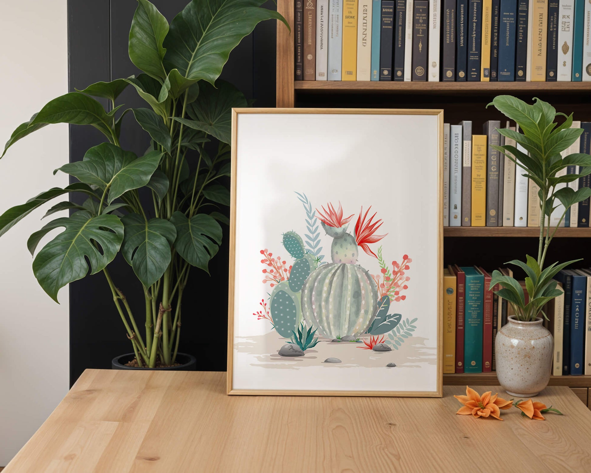 Colorful Cactus Arrangement With Red Blooms And Desert Plants - Mi tienda