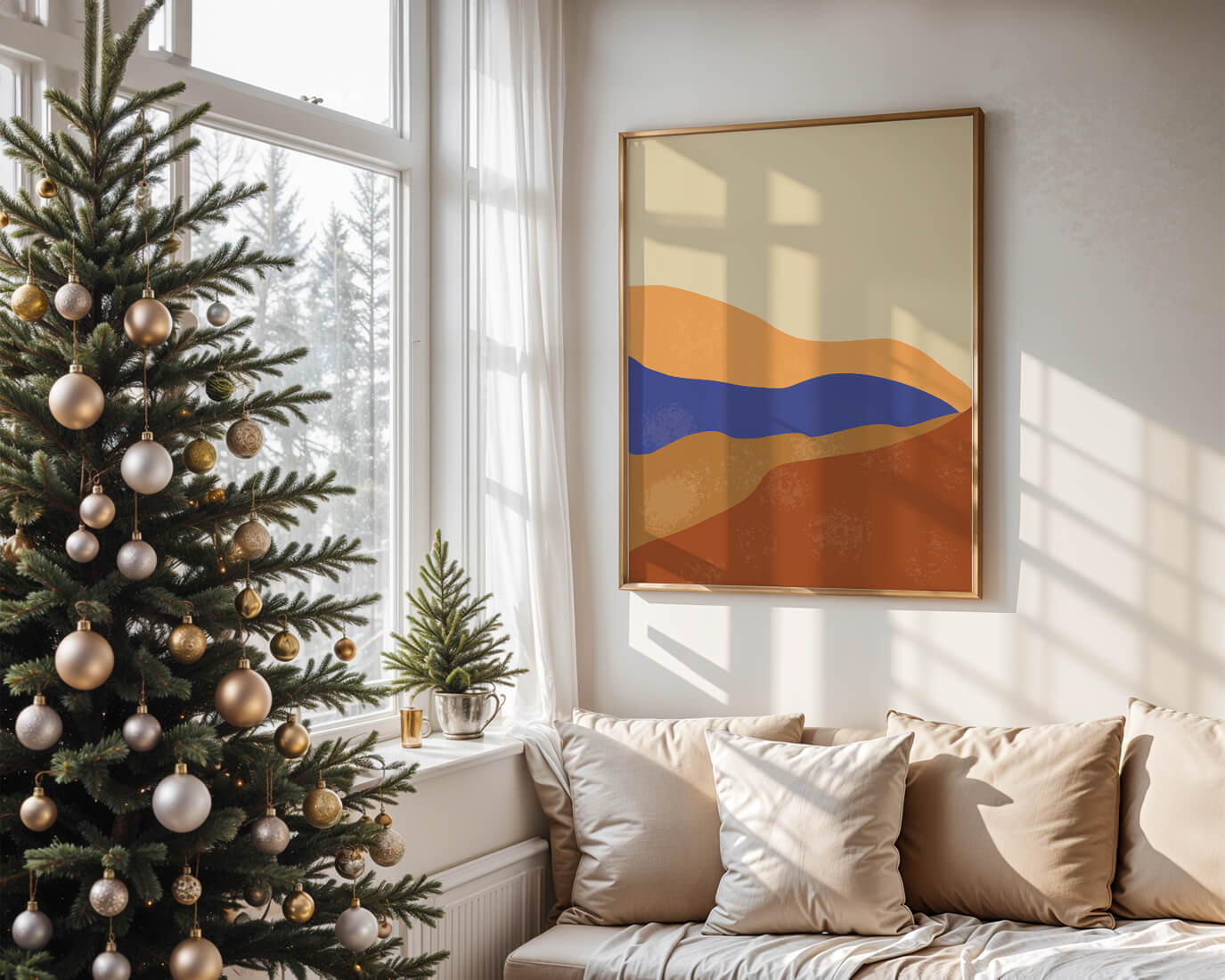 Paisaje abstracto con olas coloridas y bordes audaces