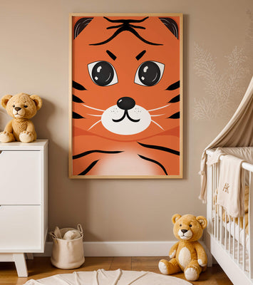 Adorable tiger face illustration with bold features