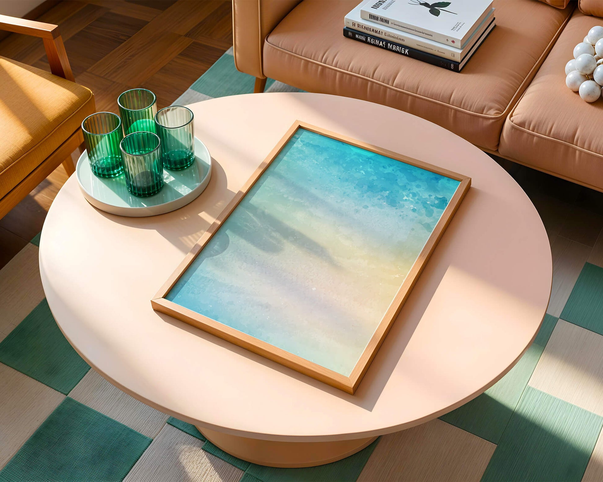 Pastel watercolor background with blue and beige gradient