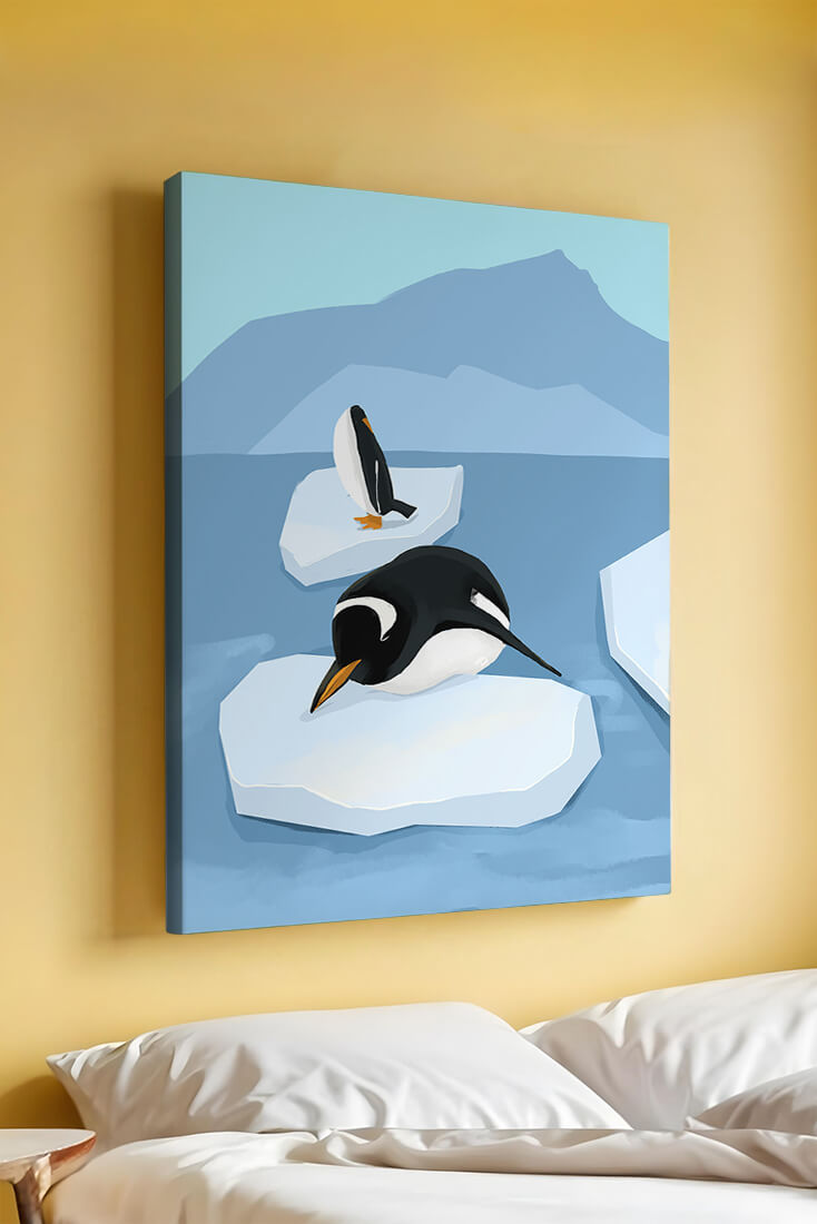 Charmante Pinguine auf schwimmenden Eisbergen in der Polarlandschaft