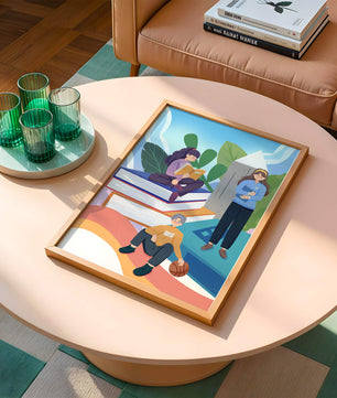 Illustration éducative d’enfants s’adonnant à la lecture de livres