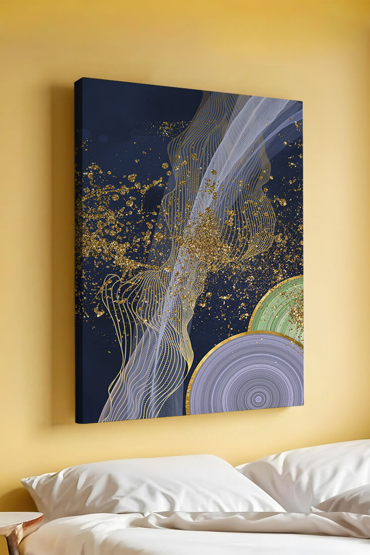 Abstract swirl with gold accents on dark background