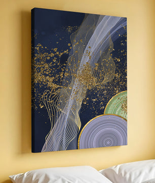Abstract swirl with gold accents on dark background