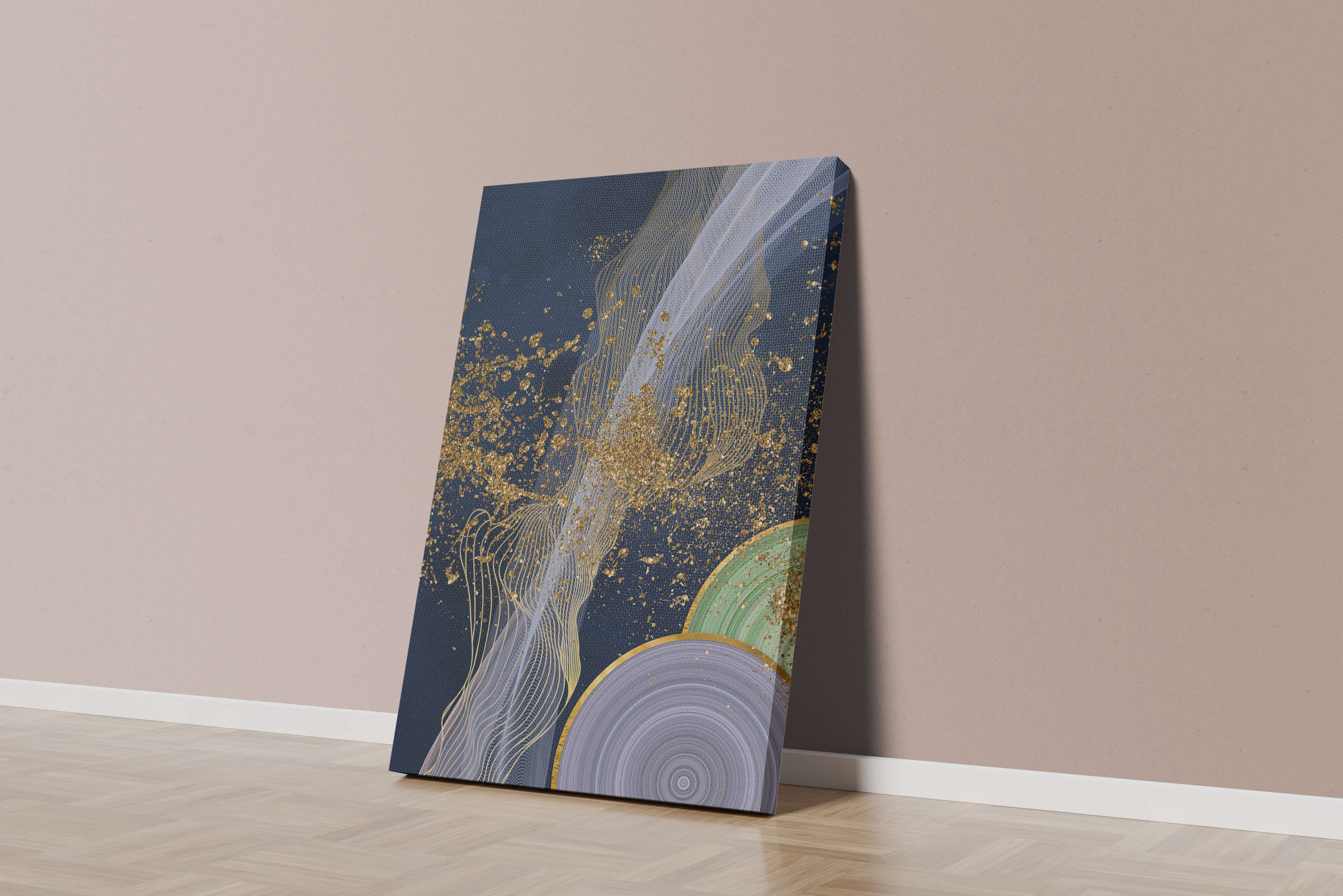Abstract swirl with gold accents on dark background