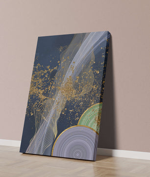 Abstract swirl with gold accents on dark background