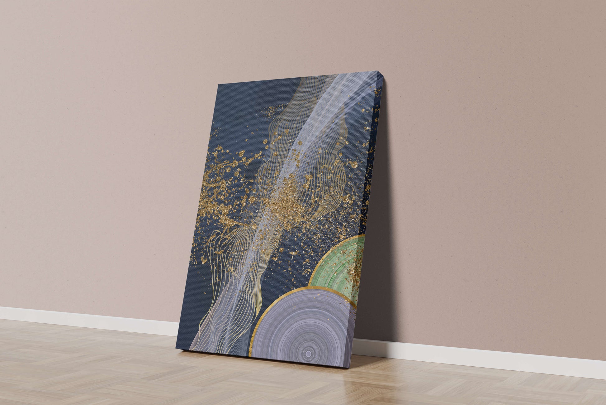 Abstract swirl with gold accents on dark background