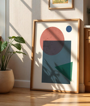 Geometric Abstract Art with Overlapping Shapes in Soft Colors - Mi tienda