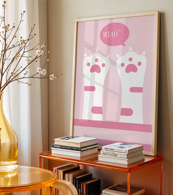 Playful cat paws illustration with speech bubble saying 