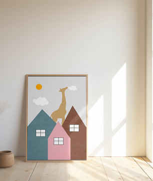 Giraffe Among Colorful Houses Under the Sun - Mi tienda