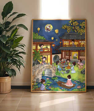 Traditional Chinese Celebration with Lanterns and River