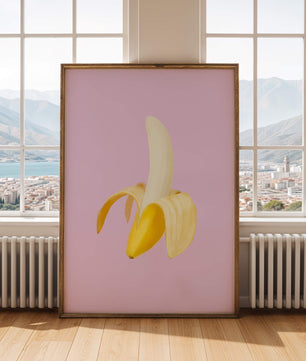 Open banana with purple background for vibrant decoration