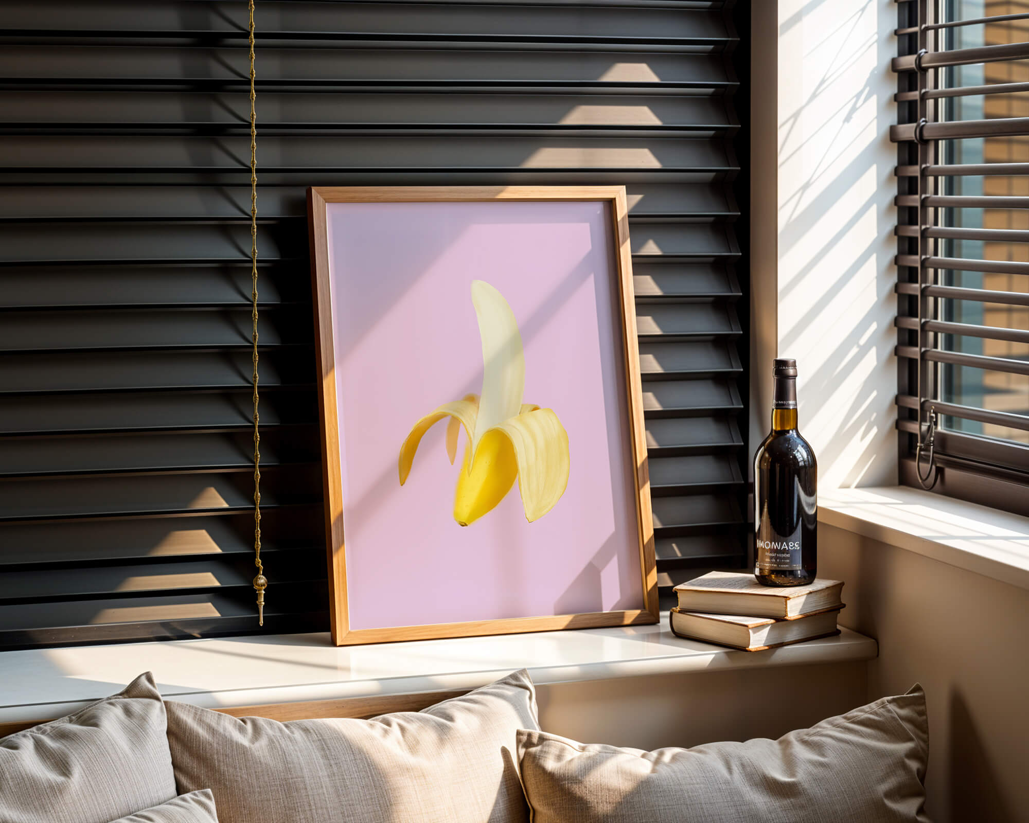 Open banana with purple background for vibrant decoration